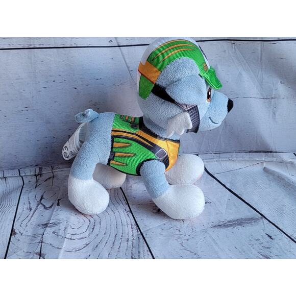 Paw Patrol Plush 7in Stuffed Animal Toy Rocky Recycle Pup 2018 Dog Spin Master - Picture 2 of 6